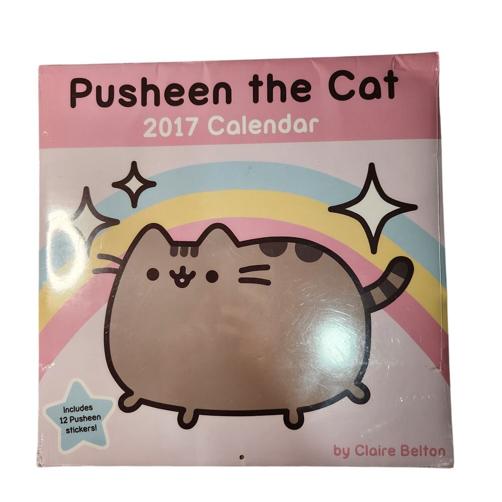Pusheen the Cat 2017 Wall Calendar NEW with Stickers – Rare Collectible Kawaii